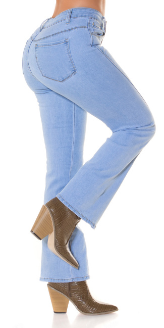 Hoge taille flared jeans met split blauw